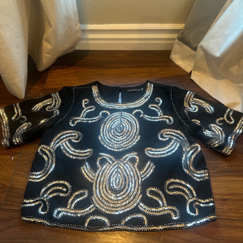 Hot & Delicious Black Top with silver Accents